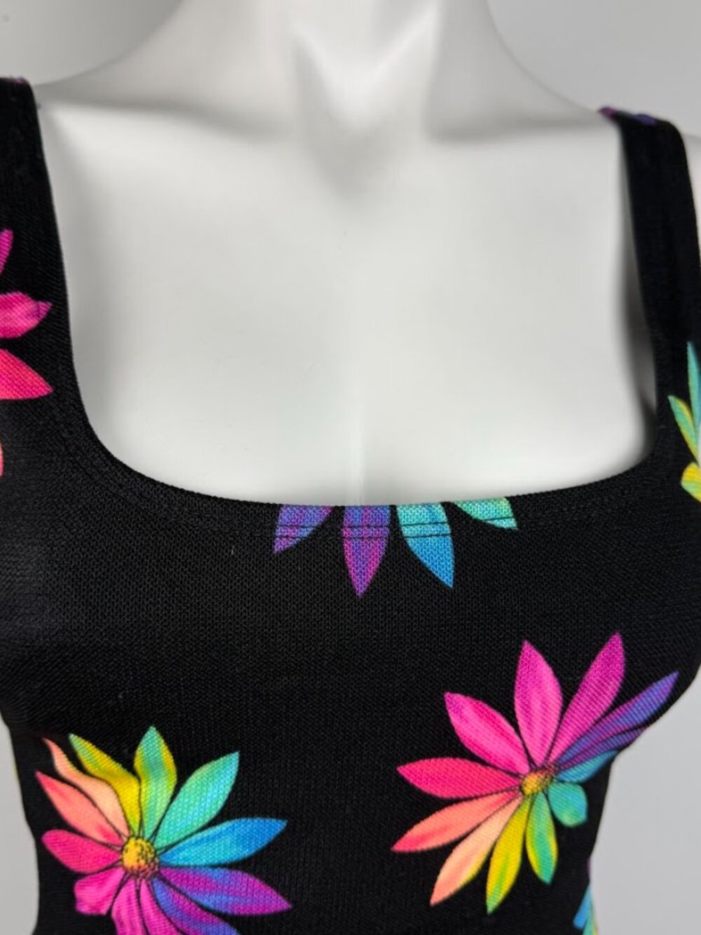 Vintage Longitude Criss Cross Back Neon Black 80s/90s One Piece Swimsuit Size 8 - Picture 7 of 11